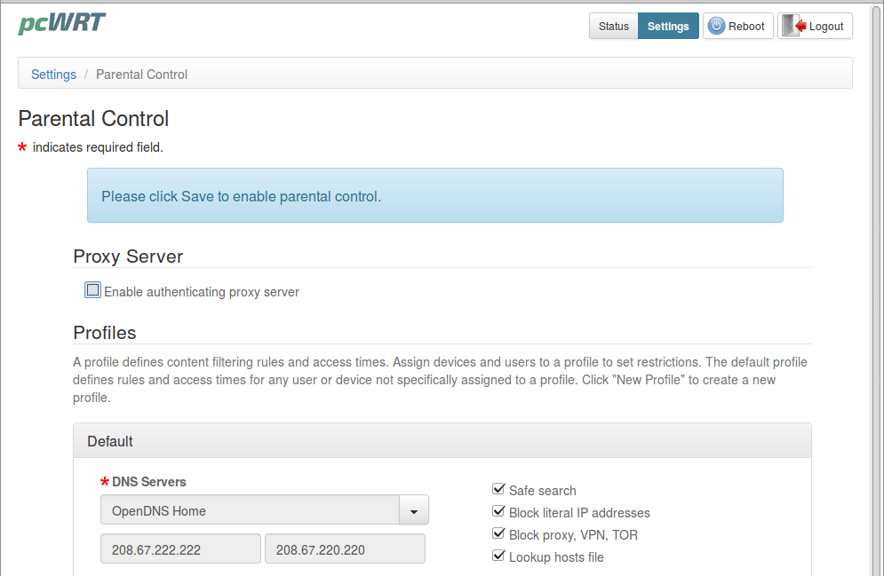 Enable Parental Control